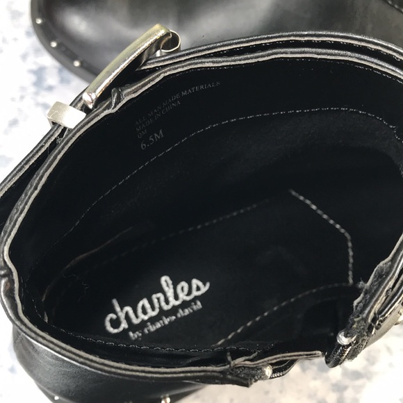 Charles by Charles David Thief Black Silver Studded Ankle Zip Booties WMS 6.5M - Picture 10 of 15